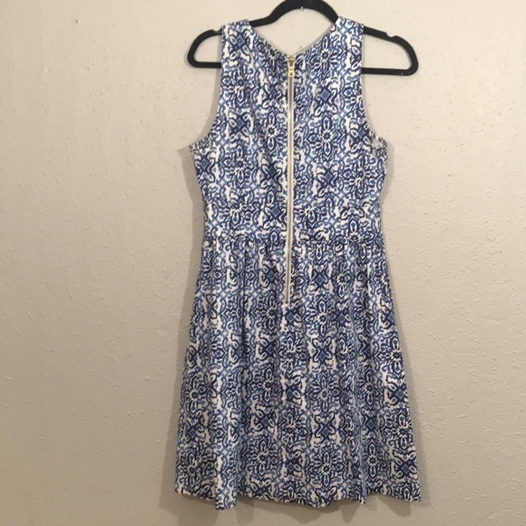 Milly for Design Nation Blue Floral Print Sleeveless        V-Neck Dress size 10 - Picture 2 of 9